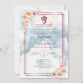 Invitation Mariage indien moderne Ganesha Marbre fleuri (Devant)