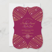 Invitation Mariage indien moderne Pink Cerise Purple Gold (Devant)