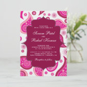 Invitation Mariage indien Motif rose chaud (Debout devant)