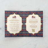 Invitation Mariage indien Navy Blue Burgundy Gold Elephant (Intérieur)