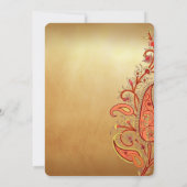Invitation Mariage indien Paisley Floral Gold Red Orange (Dos)
