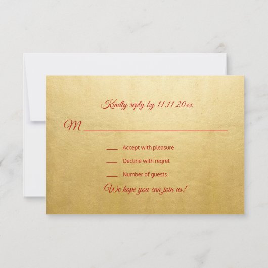 Invitation Mariage indien personnalisé Mandala RSVP Rouge Or (Dos)