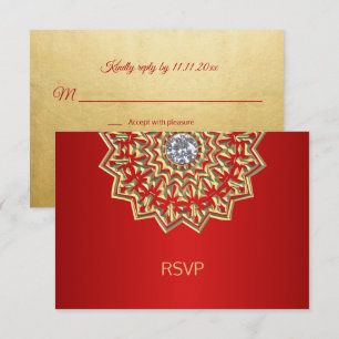 Invitation Mariage indien personnalisé Ruby Rouge Or Mandala