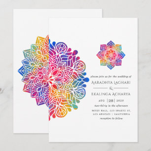 Invitation Mariage indien Rainbow Mandala