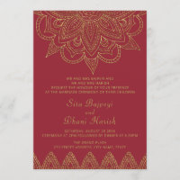 Mariage indien riche en or rouge Mehndi hindou