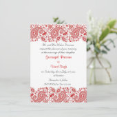 Invitation Mariage indien rouge et blanc (Debout devant)