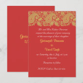 Invitation Mariage indien rouge et or (Devant / Derrière)