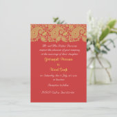 Invitation Mariage indien rouge et or (Debout devant)
