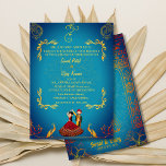 Invitation Mariage indien Royal Golden Peacock Turquoise<br><div class="desc">Célébrez l'union sacrée de deux âmes avec notre exquise carte Faire-part de mariage hindoue. Conçue exclusivement pour les mariages hindous indiens, cette carte enchanteresse saisit l'essence de la tradition et de la spiritualité. Un majestueux chakra doré grace l'arrière - plan, symbolisant l'amour éternel et l'harmonie. Orné de bénédictions divines, Lord...</div>