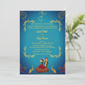 Invitation Mariage indien Royal Golden Peacock Turquoise (Debout devant)