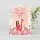 Invitation Mariage indien sauver la date mariée lotus couple (Debout devant)
