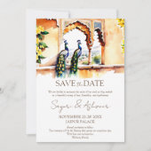Invitation Mariage indien sauver la date paon palais Jaipur (Devant)