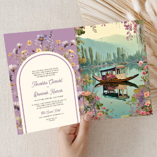 Invitation Mariage indien Shikara Kashmir lac Dal