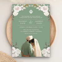 Mariage Indien Sikh Anand Karaj Fleurs Vert Sauge