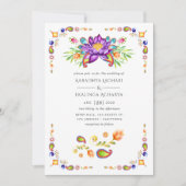 Invitation Mariage indien tendance Floral Paisley (Devant)
