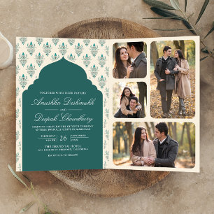 Invitation Mariage indien tout-en-un en ikat à la crème de te