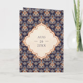 Invitation Mariage indien tout-en-un Ikat orange violet (Dos)