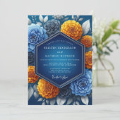 Invitation Mariage Indigo Ambre Vibrant (Debout devant)