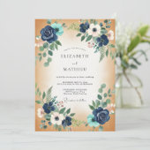 Invitation Mariage Indigo Aqua Eucalyptus (Debout devant)