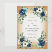 Invitation Mariage Indigo Aqua Eucalyptus (Devant / Derrière)