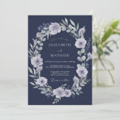 Invitation Mariage Indigo Argent Eucalyptus (Debout devant)