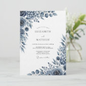 Invitation Mariage Indigo Artistic Flourish (Debout devant)