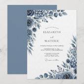 Invitation Mariage Indigo Artistic Flourish (Devant / Derrière)