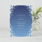 Invitation Mariage Indigo Azuré Ranunculus Eucalyptus (Debout devant)