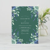 Invitation Mariage Indigo Bleuet Eucalyptus Forêt (Debout devant)
