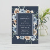 Invitation Mariage Indigo Champagne Petal (Debout devant)
