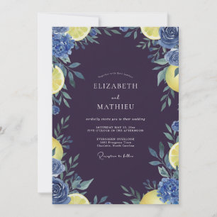 Invitation Mariage Indigo Citron Eucalyptus