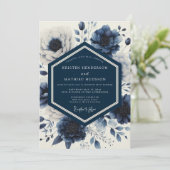 Invitation Mariage Indigo Ethereal Bloom (Debout devant)