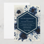 Invitation Mariage Indigo Ethereal Bloom (Devant / Derrière)