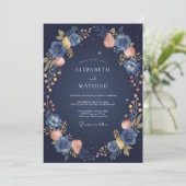 Invitation Mariage Indigo Fruit Eucalyptus de Minuit (Debout devant)