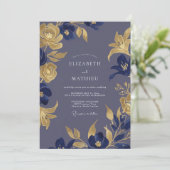 Invitation Mariage Indigo Gold Lily (Debout devant)