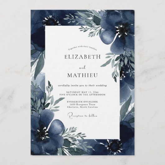 Invitation Mariage Indigo Humeur Fleurie (Devant)