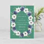 Invitation Mariage Indigo Jade Anémone (Debout devant)
