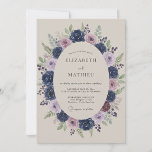 Invitation Mariage Indigo Mauve Pivoine