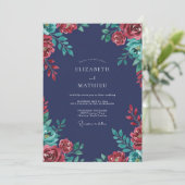 Invitation Mariage Indigo Merlot Bloom (Debout devant)