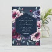 Invitation Mariage Indigo Minuit Flora (Debout devant)