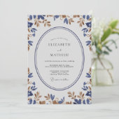 Invitation Mariage Indigo Or Sprig Eucalyptus (Debout devant)