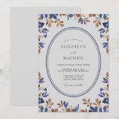 Invitation Mariage Indigo Or Sprig Eucalyptus (Devant / Derrière)