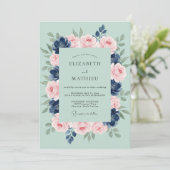 Invitation Mariage Indigo Pétales de Mousse de Mer (Debout devant)
