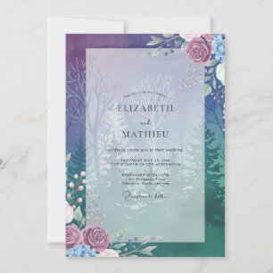 Invitation Mariage Indigo Plume Paeonia