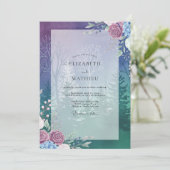 Invitation Mariage Indigo Plume Paeonia (Debout devant)