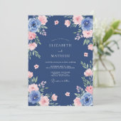 Invitation Mariage Indigo Rose Péonie (Debout devant)