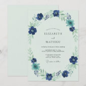Invitation Mariage Indigo Saphir Pétales (Devant / Derrière)