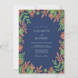 Invitation Mariage Indigo Terracotta Foliage Eucalyptus