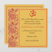 Invitation Mariage indou de Paisley de rouge et d'or (Devant / Derrière)