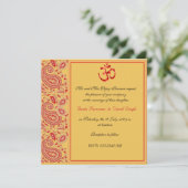 Invitation Mariage indou de Paisley de rouge et d'or (Debout devant)